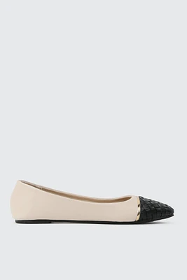 Ardene Woven Toe Ballet Flats in Beige | Size | Faux Leather | Eco-Conscious