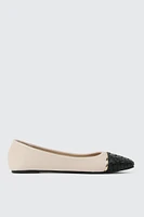 Ardene Woven Toe Ballet Flats in Beige | Size | Faux Leather | Eco-Conscious