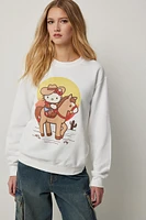 Ardene Cowgirl Hello Kitty Sweatshirt in White | Size | Polyester/Cotton