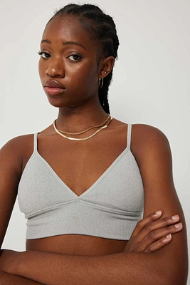 Ardene Seamless Ribbed Bralette in Grey | Size | Nylon/Elastane | Eco-Conscious