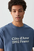 Ardene Man Boxy Graphic T-Shirt For Men in Medium Blue | Size Medium | 100% Cotton