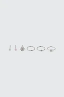 Ardene 6-Pack Flower Nose Piercings in Silver
