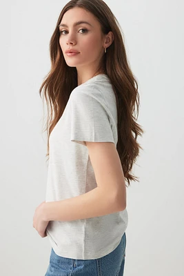Ardene Basic Organic Cotton Relaxed T-Shirt in Light Grey | Size | Cotton/Elastane | Eco-Conscious