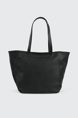 Ardene Faux Leather Tote Bag in Black | 100% Recycled Polyester/Faux Leather | Eco-Conscious