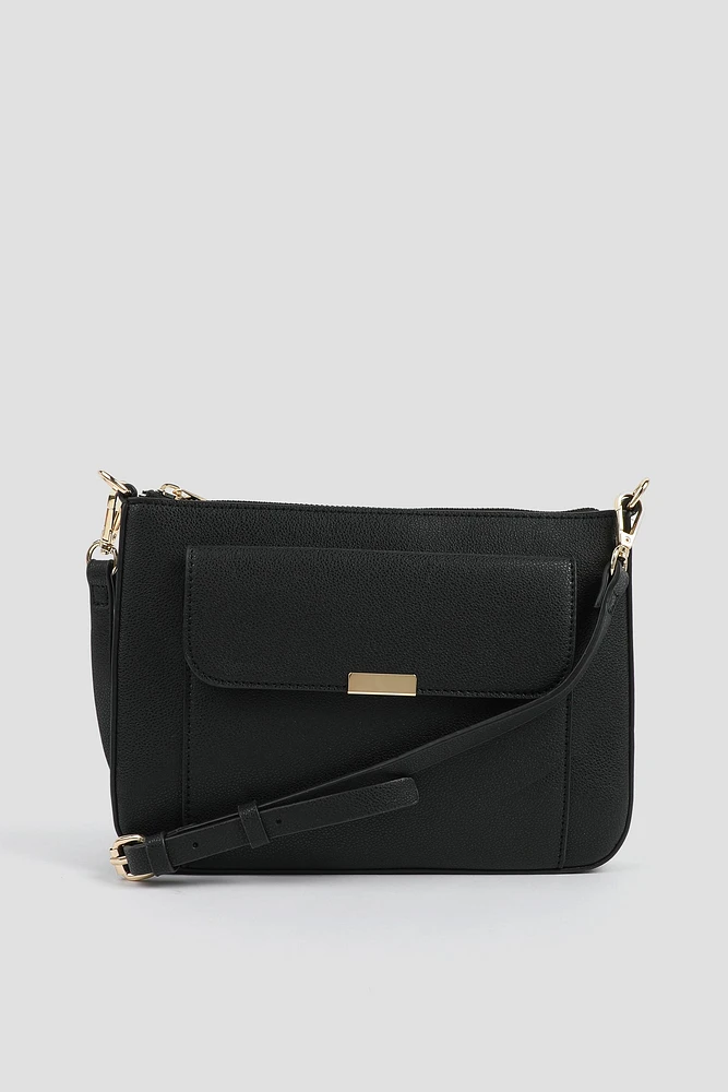 Ardene Small Crossbody Bag in Black | Faux Leather/Polyester