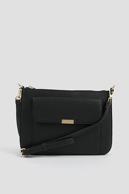 Ardene Small Crossbody Bag in Black | Faux Leather/Polyester
