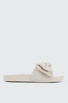 Ardene Slides with Bow Detail in Beige | Size