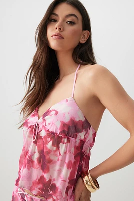 Ardene Flowy Mesh Halter Tank Top in | Size | Polyester/Spandex
