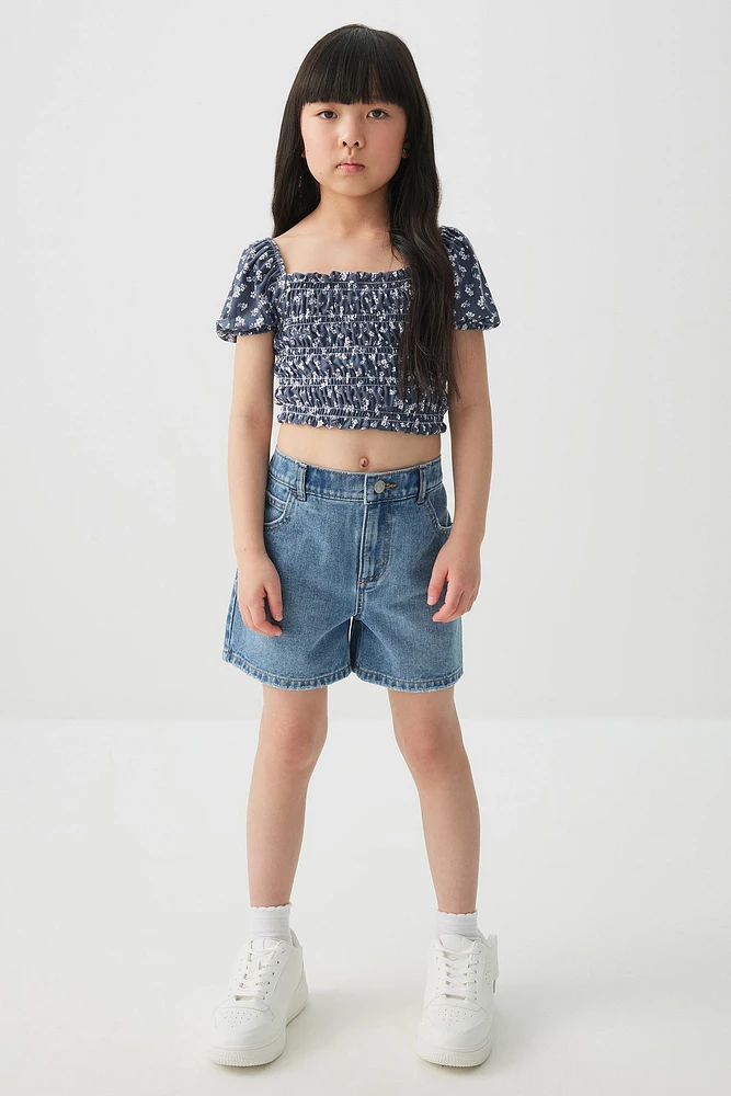 Ardene Kids Denim Midi Shorts in Medium Blue | Size | Polyester/Rayon/Cotton