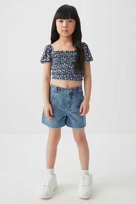 Ardene Kids Denim Midi Shorts in Medium Blue | Size | Polyester/Rayon/Cotton