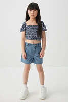 Ardene Kids Denim Midi Shorts in Medium Blue | Size | Polyester/Rayon/Cotton