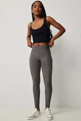 Ardene Super Soft Wide Waistband Leggings in Dark Grey | Size | Polyester/Spandex