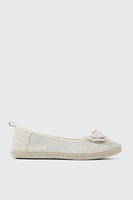 Ardene Canvas Slip On Shoes With Bow Detail in Beige | Size