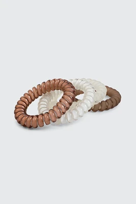 Ardene 4-Pack Coiled Hair Ties in Brown