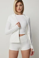 Ardene Lightweight Fitted Jacket in White | Size Medium | Nylon/Elastane | Eco-Conscious