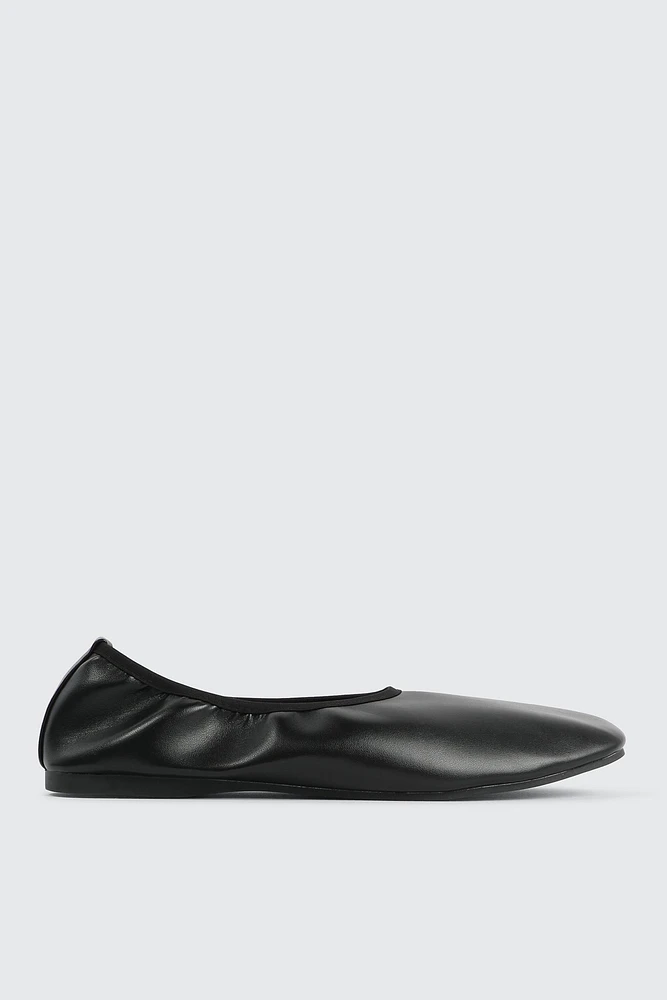 Ardene Square Toe Ballet Flats in Black | Size | Faux Leather