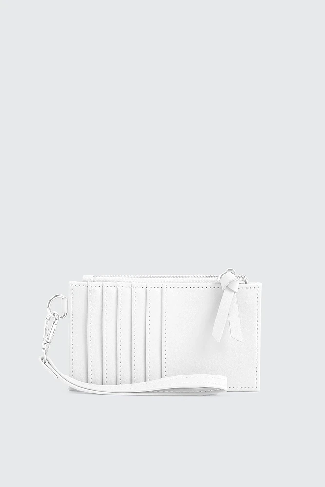 Ardene Topstitched Flat Wallet in White | 100% Recycled Polyester/Faux Leather | Eco-Conscious