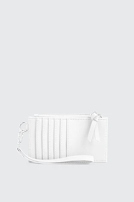 Ardene Topstitched Flat Wallet in White | 100% Recycled Polyester/Faux Leather | Eco-Conscious