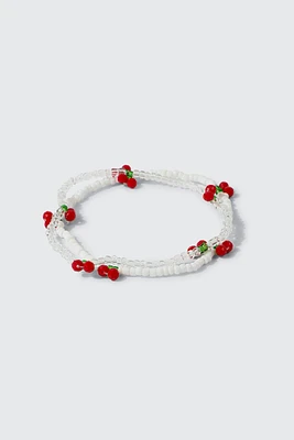 Ardene 2-Pack Beaded Cherry Anklets in Red
