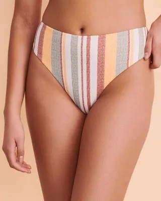Bas de bikini jambe haute IRREGULAR STRIPE
