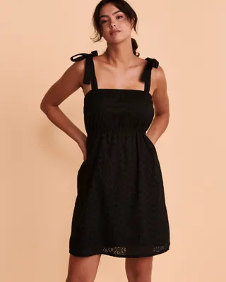 Eyelet Shoulder Tie Dress