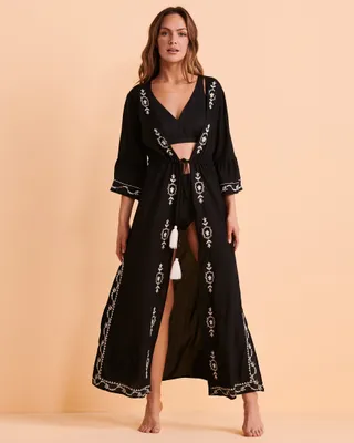 Caftan maxi à broderies