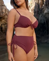 Burgundy High Waist Bikini Bottom