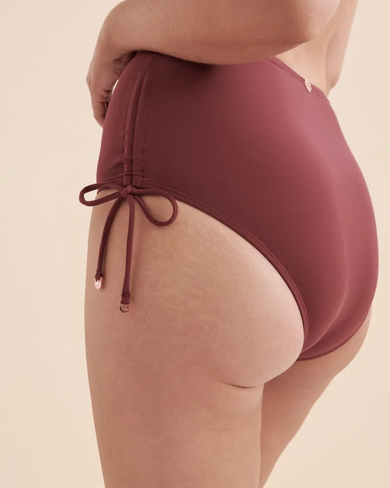 Burgundy High Waist Bikini Bottom