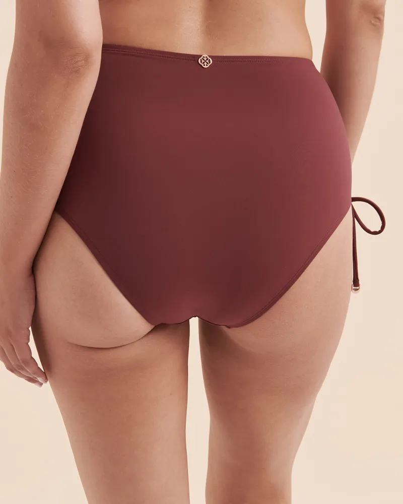 Burgundy High Waist Bikini Bottom