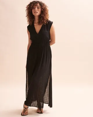 Short Sleeve Plunge Dress