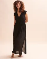 Robe plongeante à manches courtes