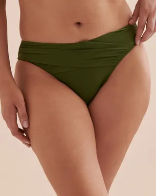 Bas de bikini plissé coupe en V Solid