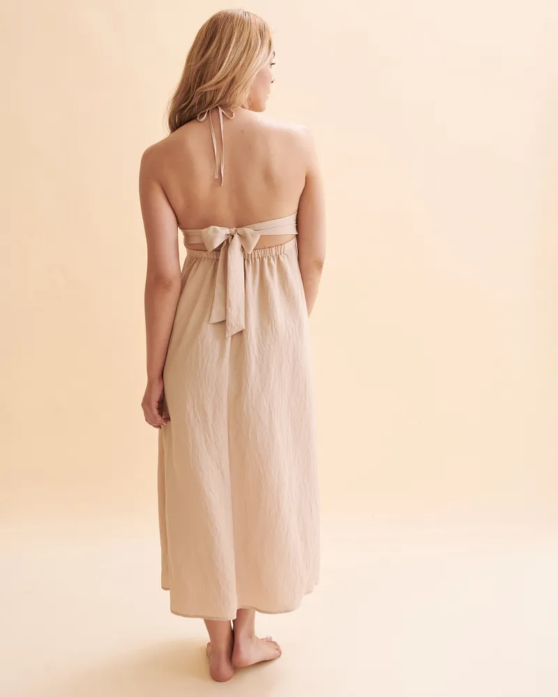 Solid Bandeau Maxi Dress