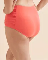 Solid Side Shirred High Waist Bikini Bottom