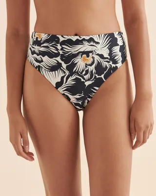 Bas de bikini cheeky taille haute réversible Delft Flowers