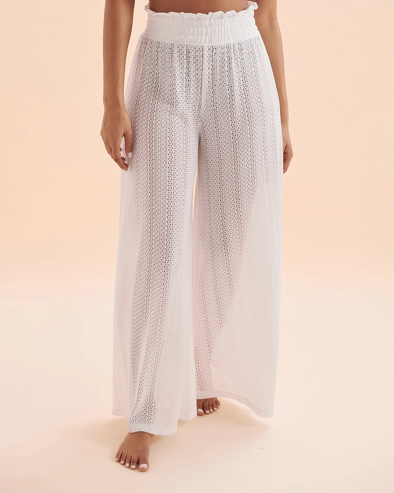 Pantalon jambe large en crochet