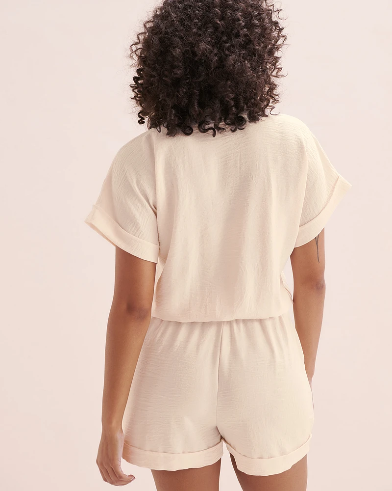 Textured Button-Up Romper