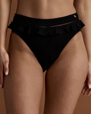 Bas de bikini taille haute BLACK EMBROIDERY