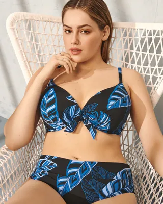 MIDNIGHT LEAVES D Cup Bikini Top