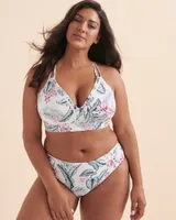 White Tropical D Cup Bralette Bikini Top