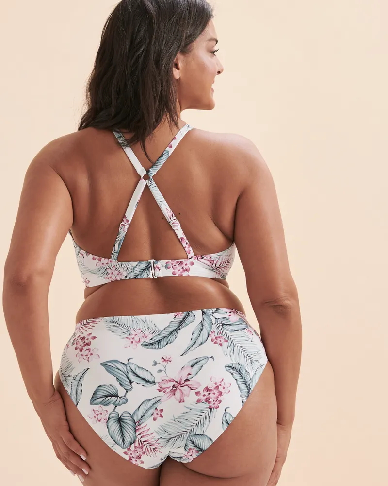 White Tropical D Cup Bralette Bikini Top