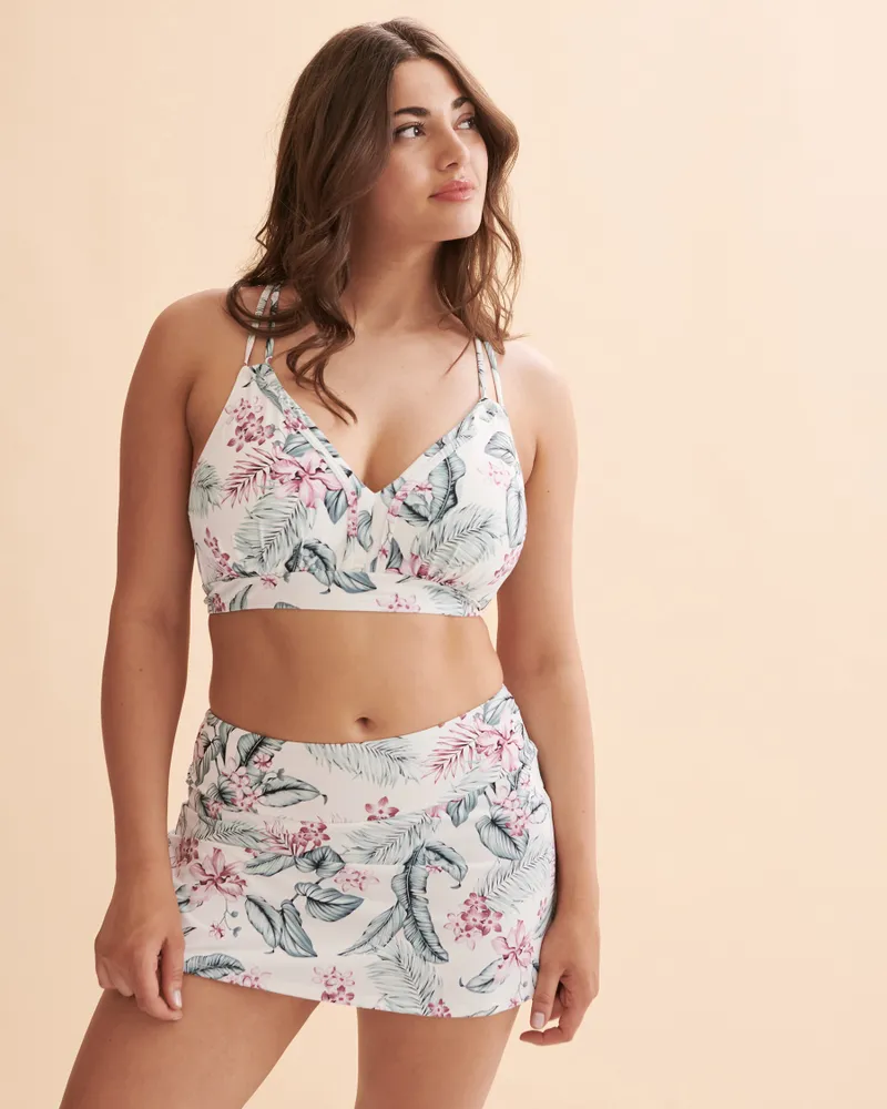 White Tropical D Cup Bralette Bikini Top