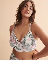 White Tropical D Cup Bralette Bikini Top