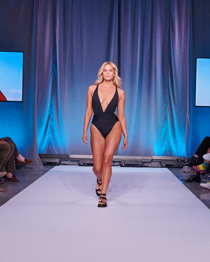 Rib  Deep Plunge One-Piece Swimsuit
