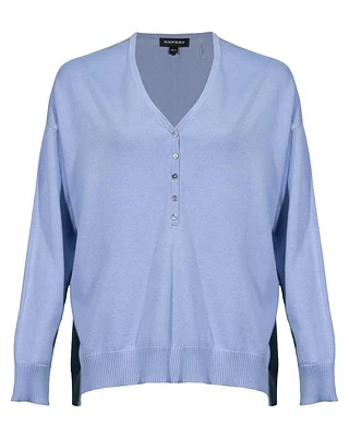 Repeat V-Neck Front Button Pullover
