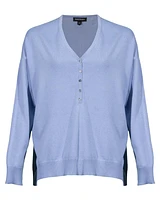 Repeat V-Neck Front Button Pullover