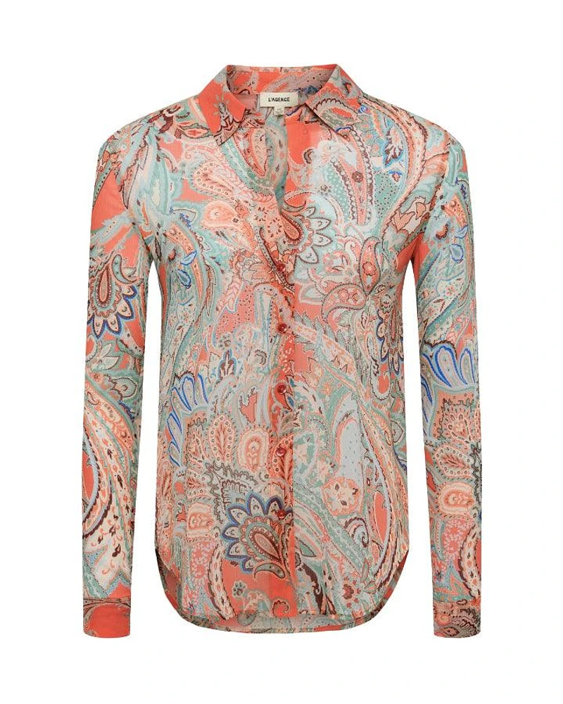 L'Agence Laurent Sun Washed Paisley Pring Blouse