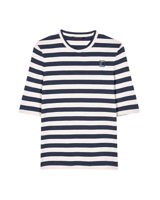 Luisa Cerano Elbow Sleeve Block Striped Tee