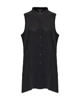 Silk Mandarin Collar Sleeveless Shirt