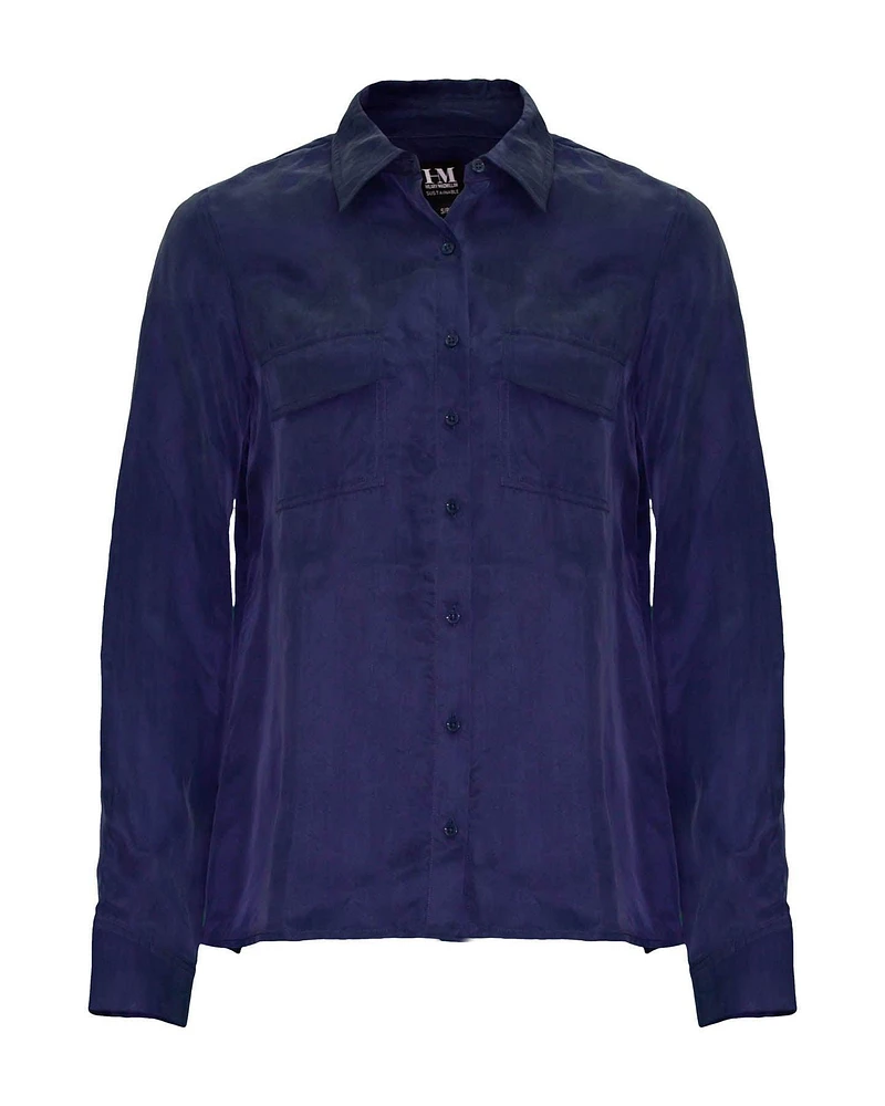 Signature Cupro Blouse Navy